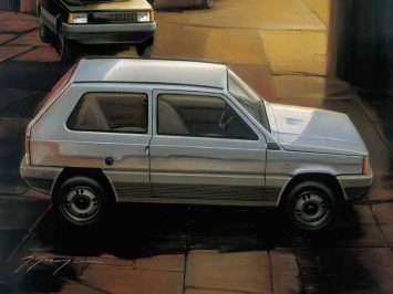 1974 Fiat Panda Detail Design Sketch Rendering by Giugiaro IAAD