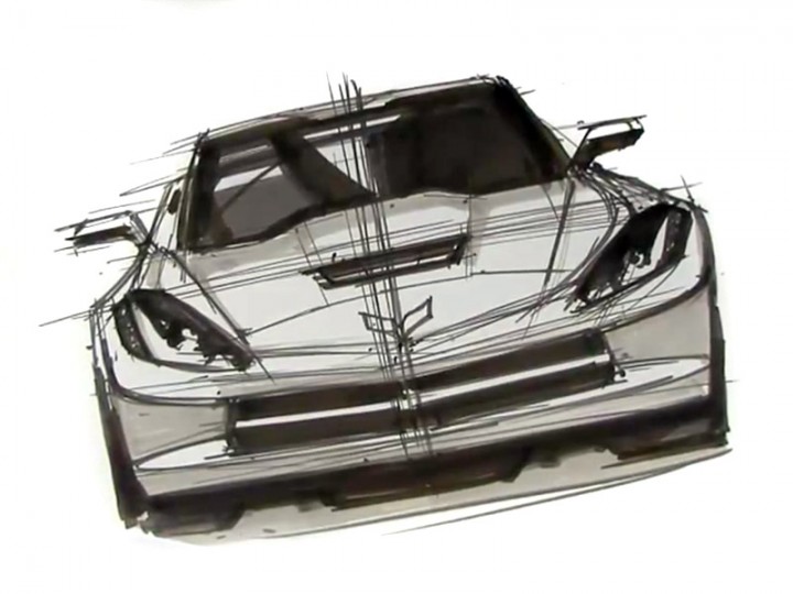 2014 Corvette C7 Stingray: design sketch in front view