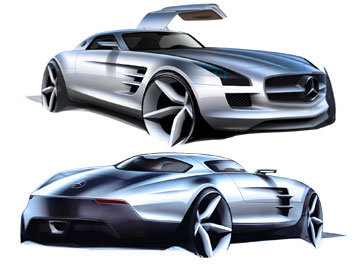 Mercedes-Benz SLS AMG Design Sketch