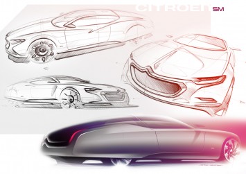 Citroen SM Concept Design Sketch by Henri Von Freyberg