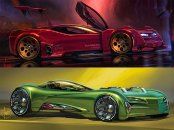 Concept Car Design Sketch Renders by John Frye