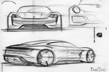 Porsche Mission E Concept Design Sketch by Emiel Burki